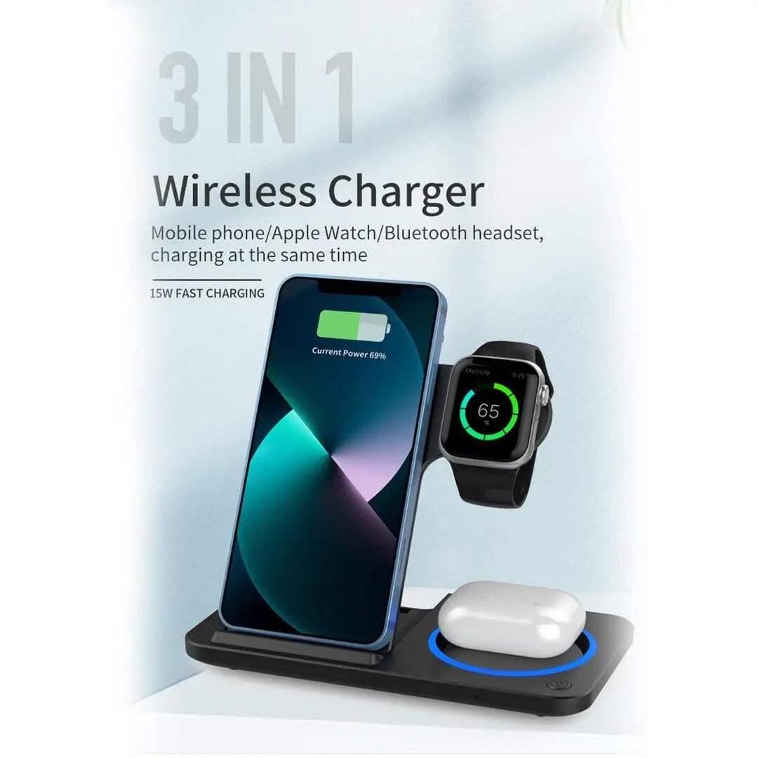 3-in-1 Magnetic Foldable Wireless Charger Stand – Fast Charging Charging Pad None 