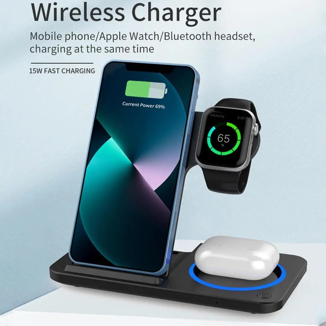 3-in-1 Magnetic Foldable Wireless Charger Stand – Fast Charging Charging Pad None 