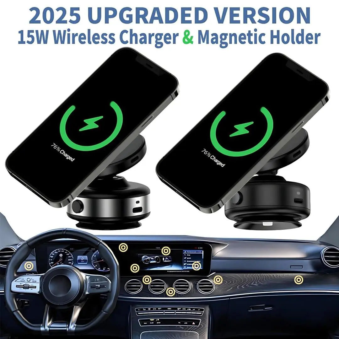 Magnetic Wireless Car Charger Mount - Fast Charging and Secure Hold Phone Mount None 