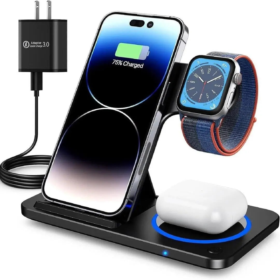 3-in-1 Magnetic Foldable Wireless Charger Stand – Fast Charging Charging Pad None 